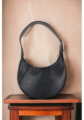 Melen Shoes Douce Oval Baget Kadın Omuz Çantası Siyah