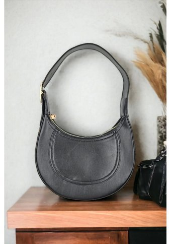 Melen Shoes Douce Oval Baget Kadın Omuz Çantası Siyah