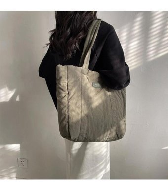 Magideal Suntek Puffer Tote Alışveriş İşe Gidip Zeytini Kadın Omuz Çantası Yeşil