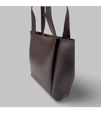 Gkn Bag Acı Deri Çok Gözlü Büyük Boy Çift Saplı Shopper Kadın Omuz Çantası Kahverengi