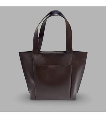 Gkn Bag Acı Deri Çok Gözlü Büyük Boy Çift Saplı Shopper Kadın Omuz Çantası Kahverengi