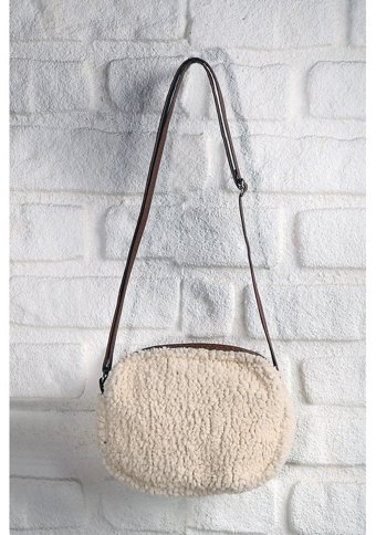 Valu Accessorize Kürklü Peluş Mini Urban Kadın Omuz Çantası Bej