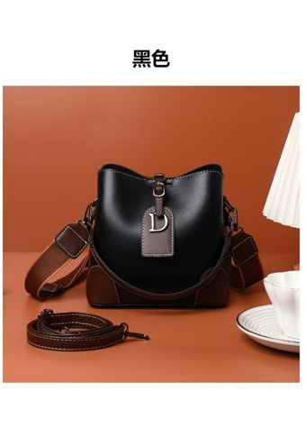 Summer Love Yüksek Kaliteli Dokulu Kova Vintage Moda Messenger Kadın Omuz Çantası Siyah