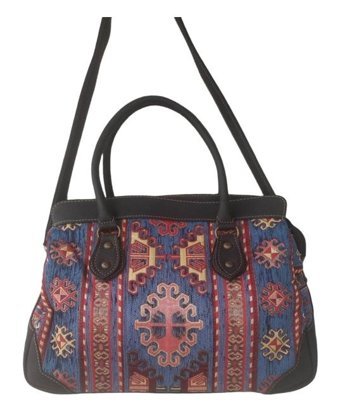 Erkan Otantik Kilim Desenli Kadın Omuz Çantası Turkuaz