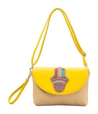 Boutiques Hasır El Dokuma Kadın Omuz Çantası Sarı