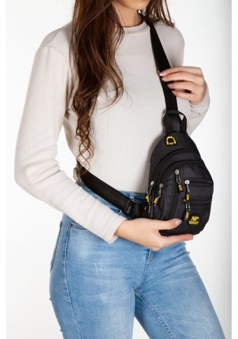 Newish Polo Keten Kumaş Kadın Omuz Çantası Siyah - Sarı