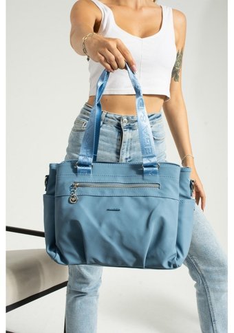 Mega Bag Saten Kadın Omuz Çantası Mavi