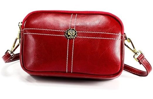 Sones 6061 Lady Retro Yağ Mumlu Deri Büyük Kapasiteli Kare Kadın Omuz Çantası Kırmızı