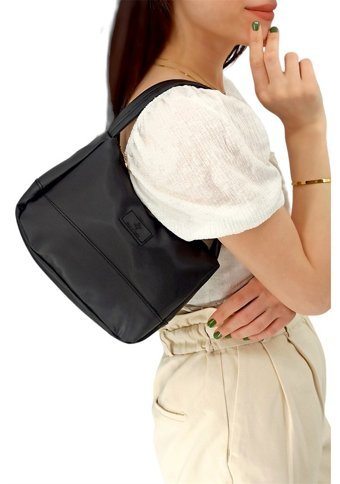 Çlk Accessories Renkli Baget Paraşüt Tr6007 Kadın Omuz Çantası Siyah