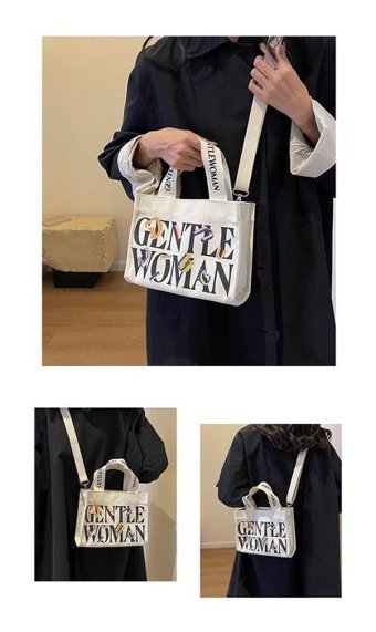 Yystore Mektup Baskı İki Amaçlı Kadın Omuz Çantası Kırık Beyaz