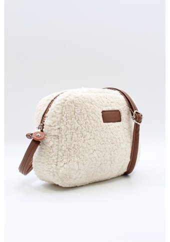 Nothing Krem Kürklü Peluş Mini Urban Krem Kadın Omuz Çantası Taba - Krem