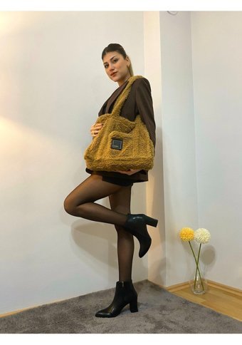 Luluyen Peluş 2024 Sonbahar Kış Sezonu Yeni Moda Kadın Omuz Çantası Taba