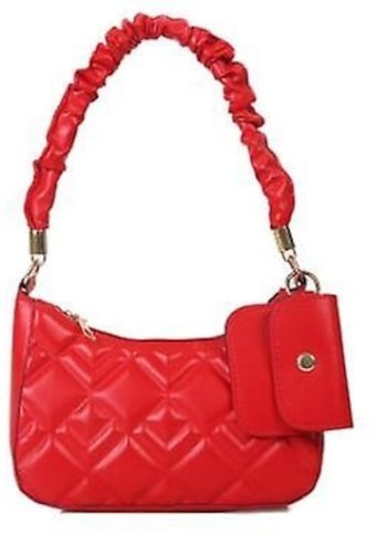 Alibee Yumuşak Pu Bag Moda Sıradan Pileli Kadın Omuz Çantası Kırmızı