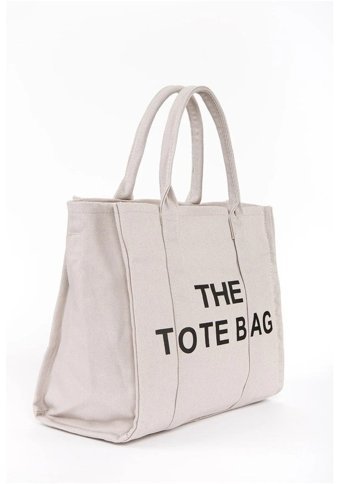 Modhy Organik Kanvas Kumaş Tote Bag Kadın Omuz Çantası Gri