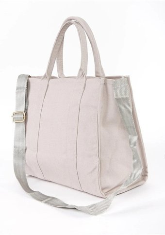 Modhy Organik Kanvas Kumaş Tote Bag Kadın Omuz Çantası Gri