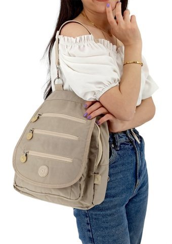Çlk Accessories Hem Hem Omuz Kırinkıl Kumaş Kadın Omuz Çantası Krem