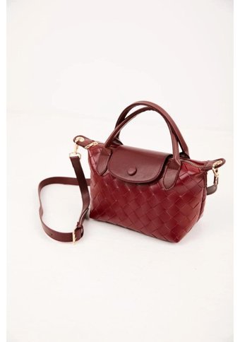 Gülşah Çaptı Bag Örgü Desenli Kadın Omuz Çantası Bordo