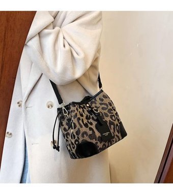 Oloey Leopar Kova Retro Kadın Omuz Çantası Kahverengi