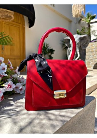 Watchofroyal Fularlı Gloria Kadın Omuz Çantası Kırmızı