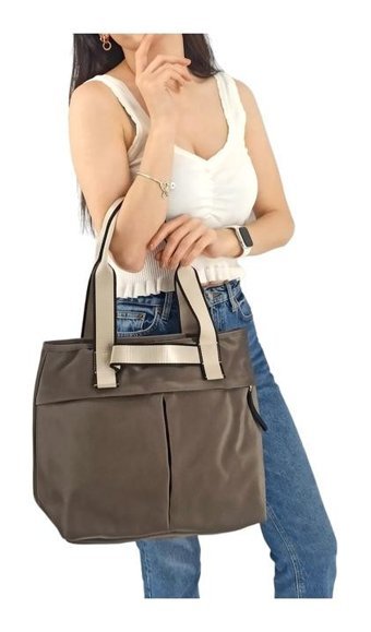 Çlk Accessories Paraşüt Kumaş Önü Fermuarlı Kadın Omuz Çantası Gri