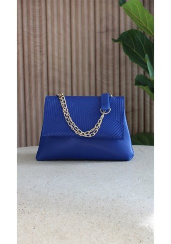 Watchofroyal Asimetrik Desenli Gold Silvia Kadın Omuz Çantası Mavi