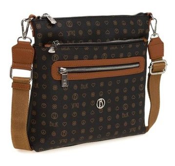 Bilik Deri Monogram Mtş 269 Kadın Omuz Çantası Siyah - Taba