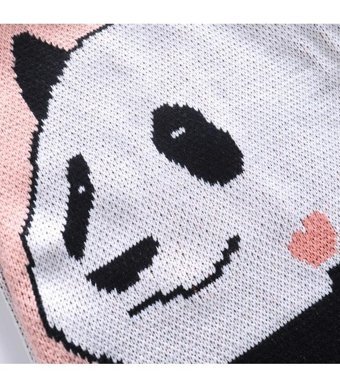 Maotai Shop Panda Örme Örme Kadın Omuz Çantası Pembe - Siyah