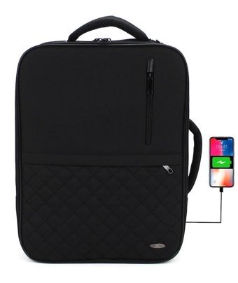 Case Club Fonksiyonel 156'' Laptop Usb Aparatlı Kadın Omuz Çantası Siyah