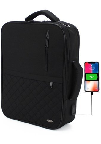 Case Club Fonksiyonel 156'' Laptop Usb Aparatlı Kadın Omuz Çantası Siyah
