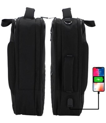 Case Club Fonksiyonel 156'' Laptop Usb Aparatlı Kadın Omuz Çantası Siyah