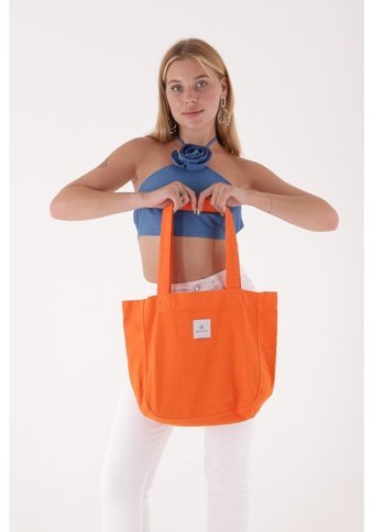 Berymood Kumaş Bez Tote Bag Kanvas Iş Spor Kadın Omuz Çantası Turuncu