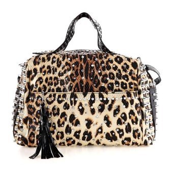 Ççs 17021 Leopar Kadın Omuz Çantası Kahverengi
