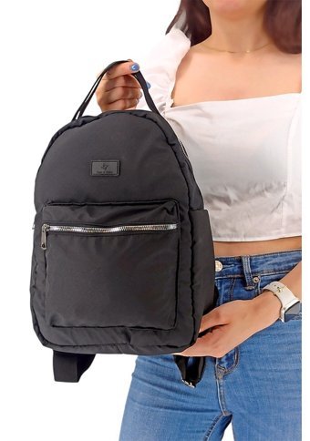 Çlk Accessories Önden Fermuarlı Kumaş Kadın Omuz Çantası Siyah