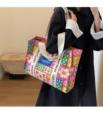 Yystore Kser1725 Kanvas Şık Banliyö Kadın Omuz Çantası Çok Renkli