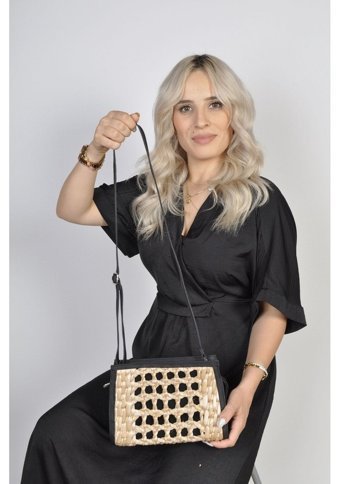 Refox Hasır Çıtır Desen Örgü Desen Kadın Omuz Çantası Çok Renkli