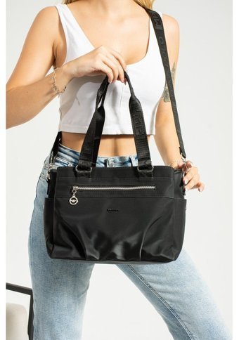 Mega Bag Saten Kadın Omuz Çantası Siyah