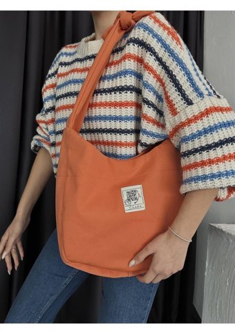 Takmoda Kumaş Bağlamalı Shaka Model Kadın Omuz Çantası Turuncu