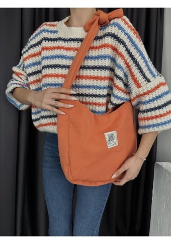 Takmoda Kumaş Bağlamalı Shaka Model Kadın Omuz Çantası Turuncu
