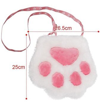 Alibee Sevimli Kedi Pençe Şekil Omuz Peluş Kayış Kadın Omuz Çantası Beyaz