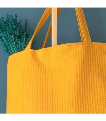 Gold Cotton Waffle Dione Kadın Omuz Çantası Hardal