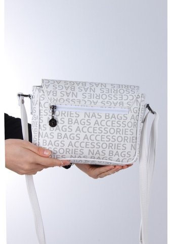 Grande Nas Bag1289 Yazılı Kadın Omuz Çantası Beyaz