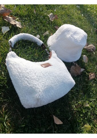 Shopiolog Kombin Kürklü Peluş Mini Urban Peluş Buck Kadın Omuz Çantası Siyah