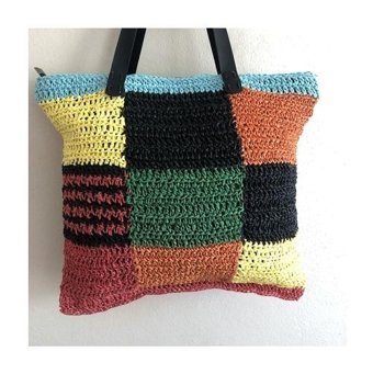 Refox Geometrik Desenli El Yapımı Astarlı Tasarım Kadın Omuz Çantası Çok Renkli
