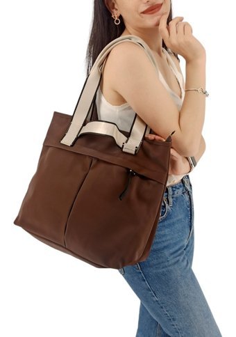 Çlk Accessories Paraşüt Kumaş Önü Fermuarlı Kadın Omuz Çantası Kahverengi