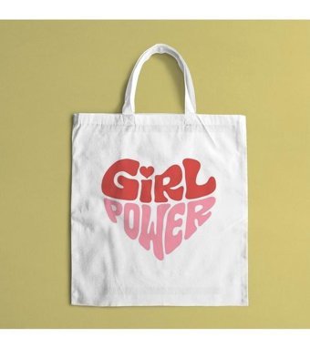 Baskıtech Girl Power Bez Kadın Omuz Çantası Bej