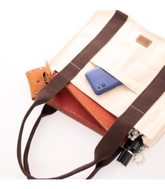 Miaju Kanvas Tote Bag Krem Kadın Omuz Çantası Krem - Kahverengi