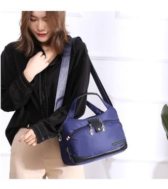 Sunflower Kadın Çift Zipper Vintage Shoulder Kadın Omuz Çantası Mavi