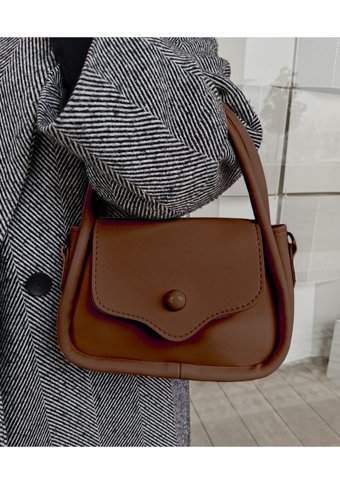 Cirphicollection Düğmeli Kadın Omuz Çantası Kahverengi