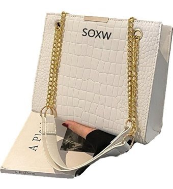 Kk SoxwModa Rahat Zincir Büyük Kadın Omuz Çantası Beyaz
