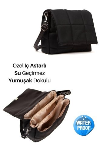 Adelina Bags Kapitone Yumuşak Dokulu Kadın Omuz Çantası Siyah